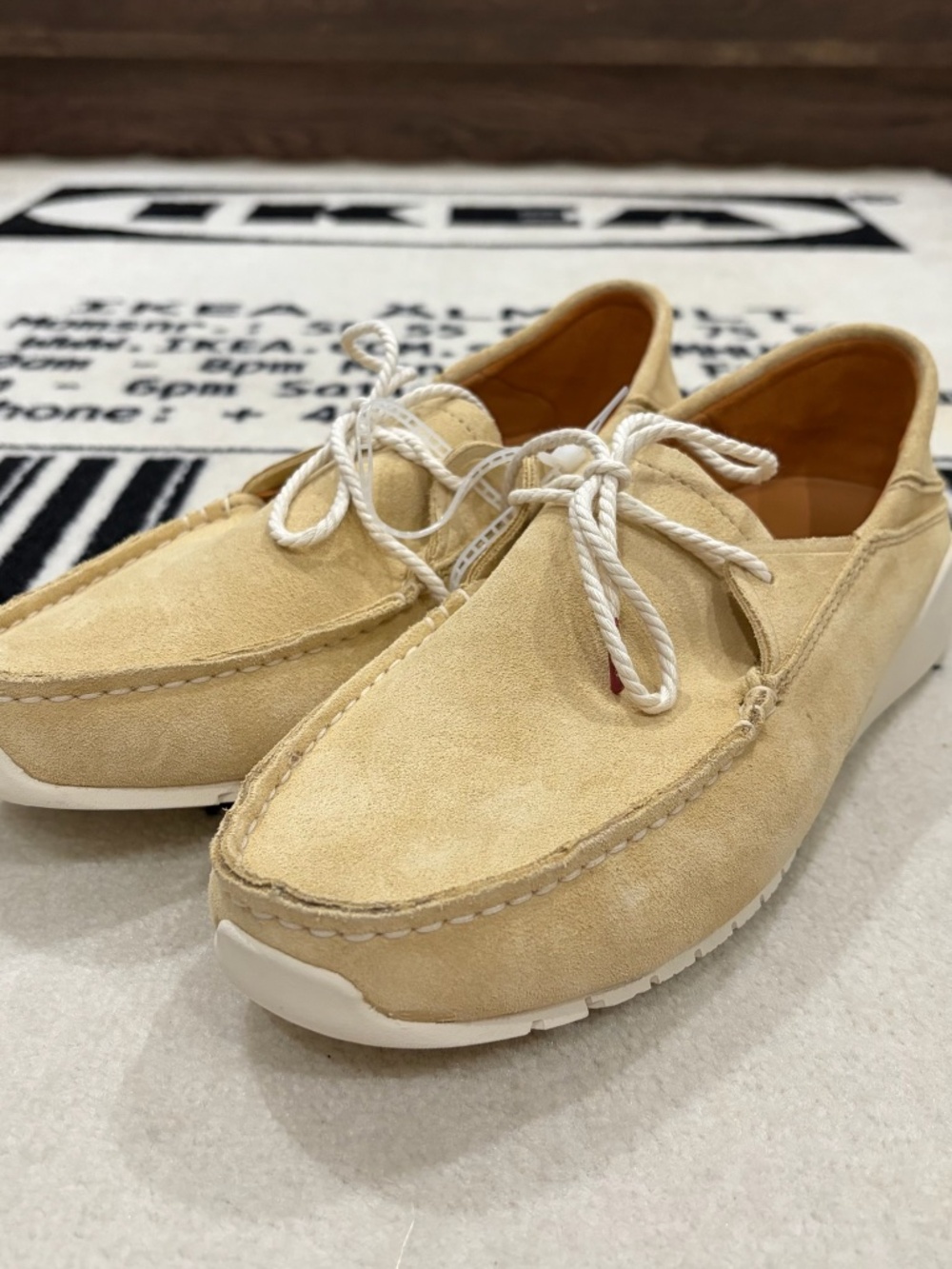 OluKai Ka'a Driver Italian Suede Leather Lace Up Loafers - Golden Sand